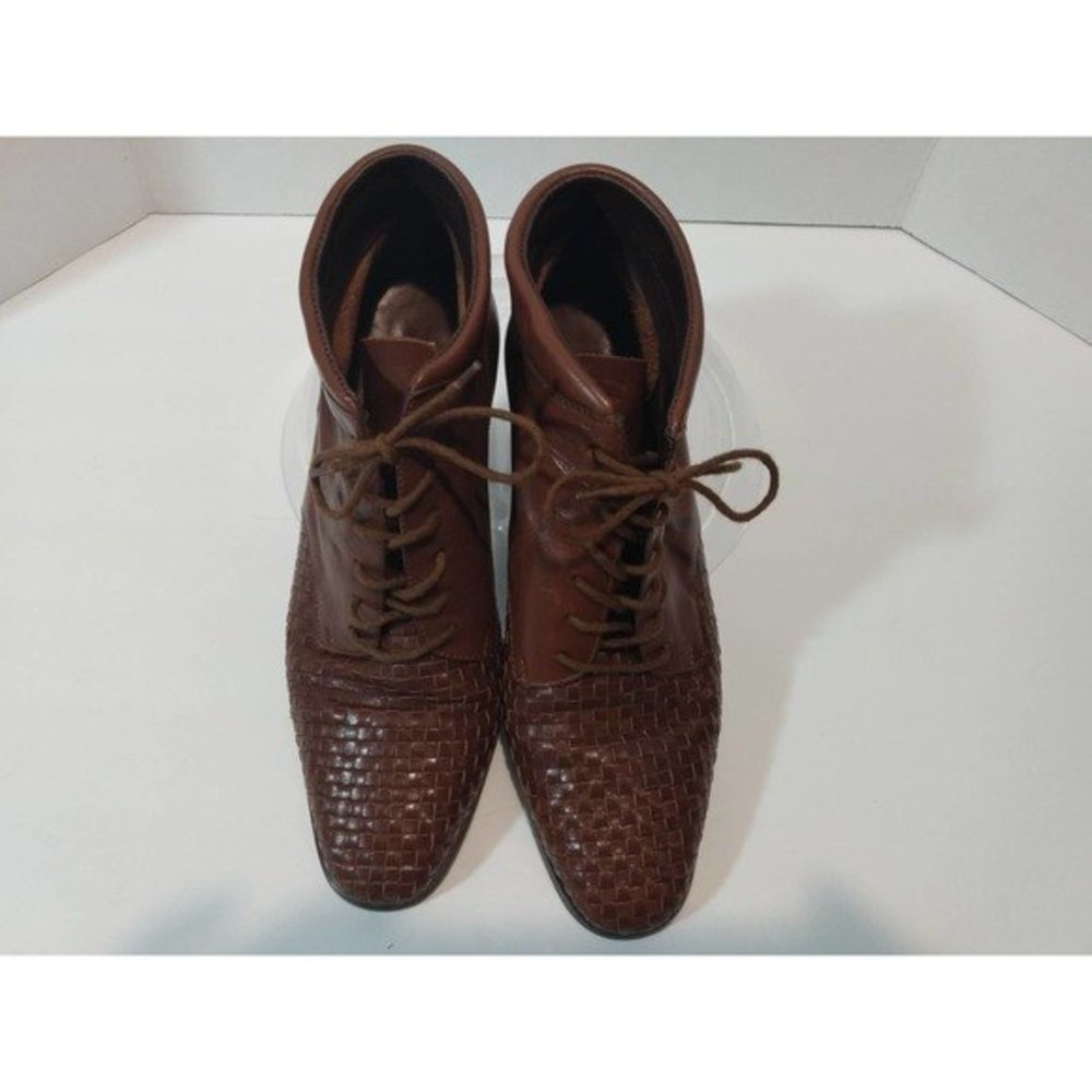 VINTAGE | Buskens Unisex* Basket Weave Leather Ankle Boot, Men's 8.5/Women's 10 - Picture 4 of 9
